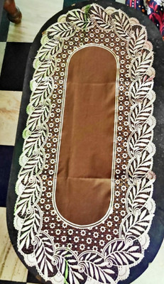 SHRI MAHAVIR IMPEX Brown 80 cm Table Runner(Lace)