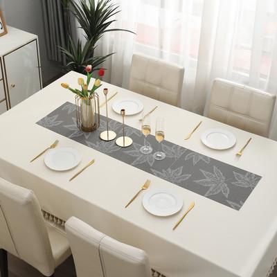 HOKiPO Grey 135 cm Reversible Table Runner(PVC)