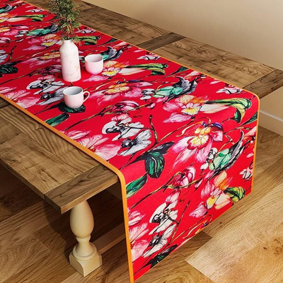 SEJ BY NISHA GUPTA Red 195 cm Table Runner(Polyester)