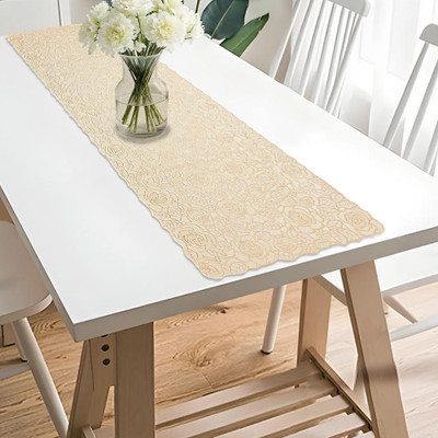 KUBER INDUSTRIES Gold 92 cm Table Runner(Vinyl)