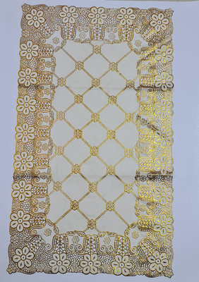 SHRI MAHAVIR IMPEX Gold 40 cm Table Runner(PVC)