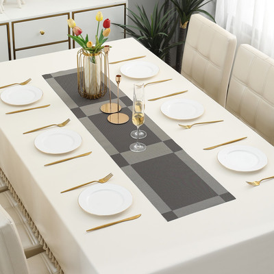 HOKiPO Grey 135 cm Reversible Table Runner(PVC)