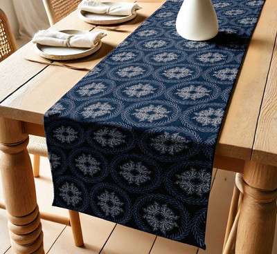 Vargottam Dark Blue 152 cm Table Runner(Cotton)