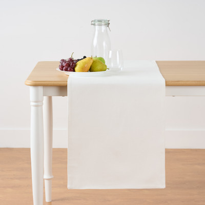 KITESCREATIONS White 140 cm Reversible Table Runner(Cotton)