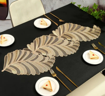 MONKDECOR Gold 84 cm Table Runner(Synthetic)
