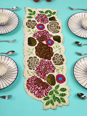 Hawamahal Multicolor 90 cm Table Runner(Polyester)