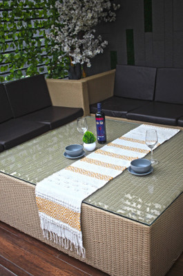 Impression Hut Multicolor 218.4 cm Reversible Table Runner(Cotton)
