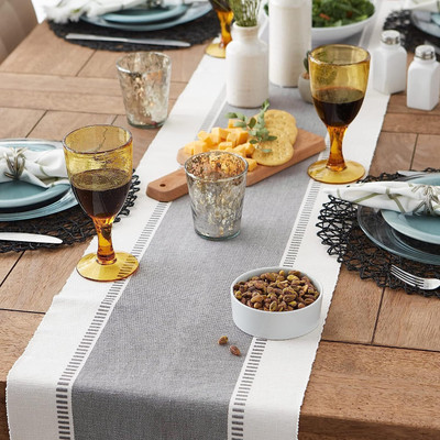 Bloomtex Grey 182 cm Reversible Table Runner(Cotton)