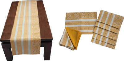 Dekor World Yellow Organic Cotton Table Linen Set(Pack of 19)