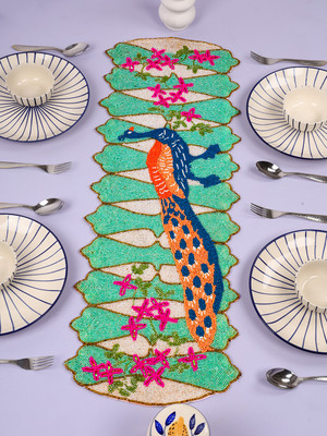 Hawamahal Multicolor 90 cm Table Runner(Polyester)