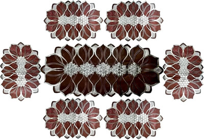 SHRI MAHAVIR IMPEX Brown 80 cm Table Runner(PVC)