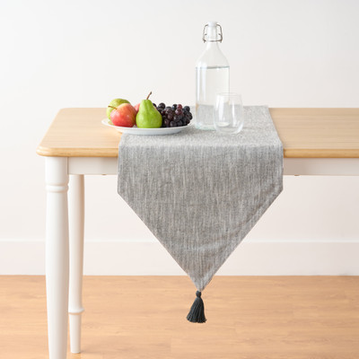 KITESCREATIONS Black 140 cm Reversible Table Runner(Cotton)