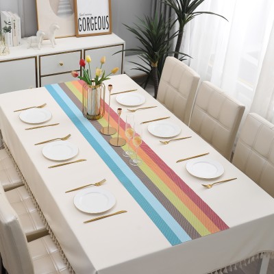 HOKiPO Multicolor 180 cm Reversible Table Runner(PVC)