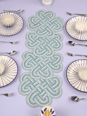 Aaditya Exports Light Blue 91.44 cm Table Runner(Polyester)
