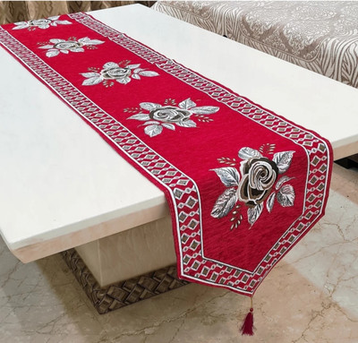 Saksham Enterprises Maroon 183 cm Table Runner(Chenille, Cotton)
