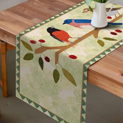 SUBHUSHA Green 177 cm Table Runner(Polyester)