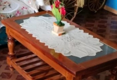 SHRI MAHAVIR IMPEX Beige 82 cm Table Runner(Lace)