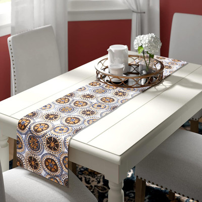 The Home Talk Gold 72 cm Reversible Table Runner(Cotton)