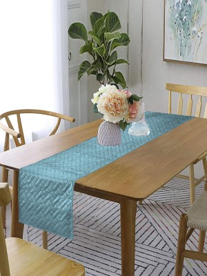 RUSTIC LINEN Light Blue 183 cm Reversible Table Runner(Velvet)