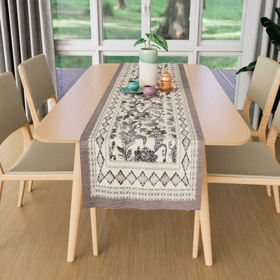 KUBER INDUSTRIES Grey 183 cm Reversible Table Runner(Velvet)