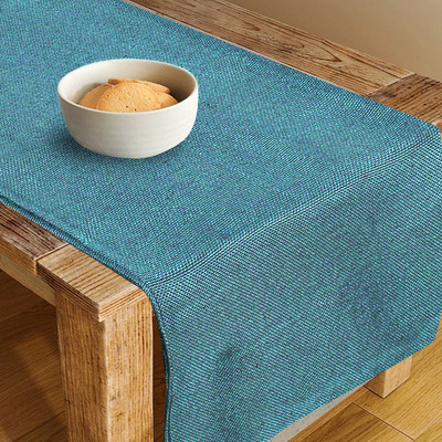 Faburaa Blue 243 cm Reversible Table Runner(Polyester)