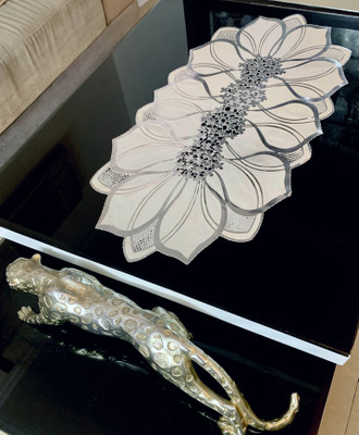 DELHI PVC CORP Silver, White 80 cm Table Runner(PVC)