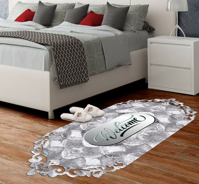LkRunner Grey 55 cm Reversible Table Runner(Polyester)