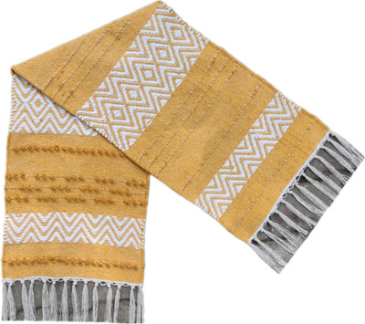 North Field Yellow, White 137 cm Reversible Table Runner(Cotton)