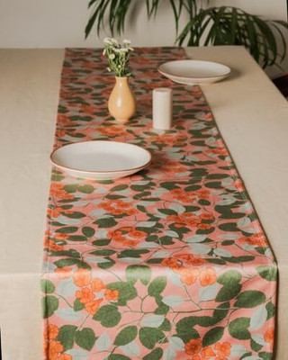 ABOLEE HOMES Orange, Green 150 cm Table Runner(Polyester)
