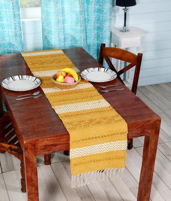 Waco creation Yellow 35 cm Reversible Table Runner(Cotton)