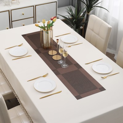 HOKiPO Brown 135 cm Reversible Table Runner(PVC)