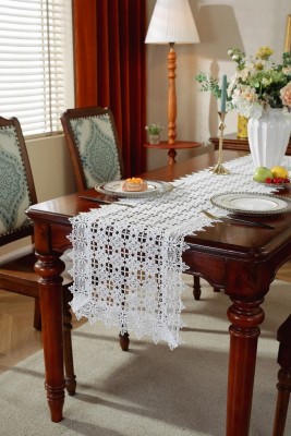 TANLOOMS White 177.8 cm Table Runner(Lace)