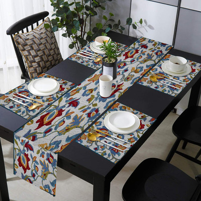 PRAKARTIK Blue, White 180 cm Table Runner(Cotton)