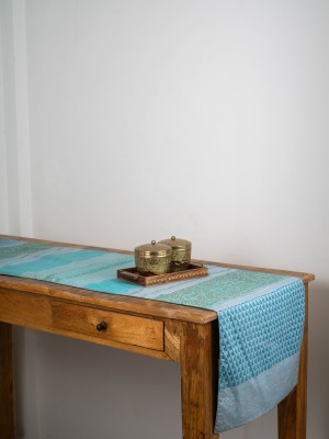 RATAN CART Light Blue 36 cm Table Runner(Cotton)