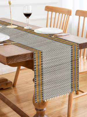 SHILP KATHA Beige 152 cm Reversible Table Runner(River Grass)