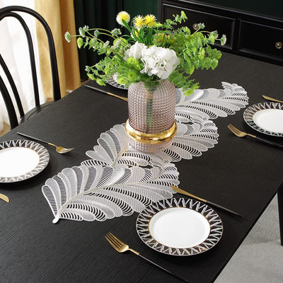 Dakshya Industries Silver 91 cm Table Runner(PVC)
