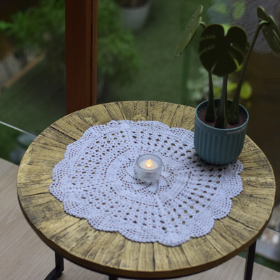 Monsa Traders White 35.6 cm Reversible Table Runner(Cotton)
