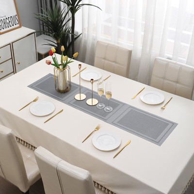 HOKiPO Grey 135 cm Reversible Table Runner(PVC)