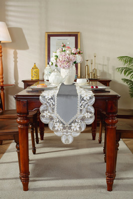 TANLOOMS Grey 177.8 cm Table Runner(Velvet)