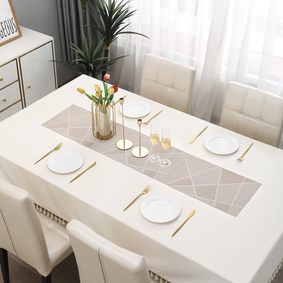 HOKiPO Beige 135 cm Reversible Table Runner(PVC)