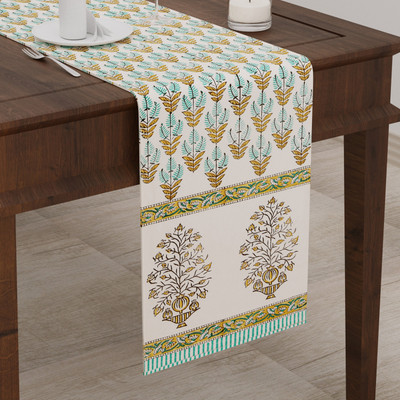 Blocks Of India Multicolor 182 cm Table Runner(Canvas)