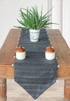 Dekor World Black 180 cm Table Runner(Polyester)