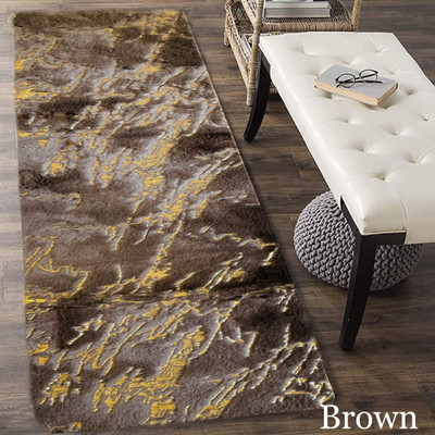 LkRunner Brown 38 cm Reversible Table Runner(Fleece)