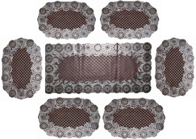 SHRI MAHAVIR IMPEX Brown 80 cm Table Runner(PVC)