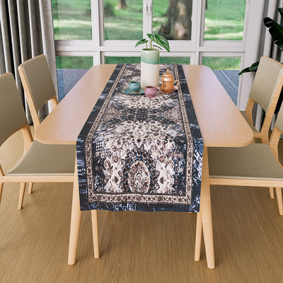 KUBER INDUSTRIES Blue 183 cm Reversible Table Runner(Velvet)