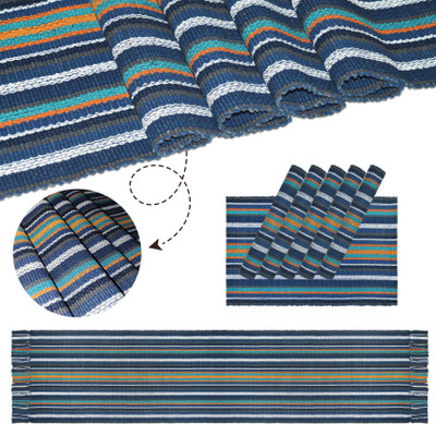house of handmade Blue 180 cm Reversible Table Runner(Organic Cotton)
