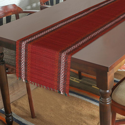 orric Red 152 cm Reversible Table Runner(River Grass)