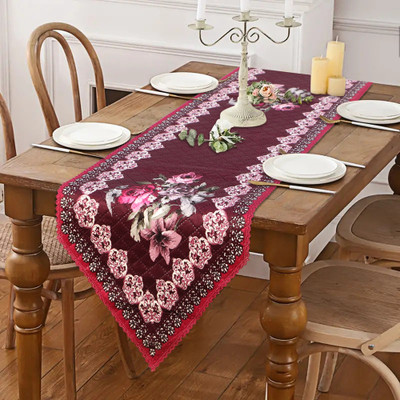 Dakshya Industries Maroon 193 cm Table Runner(Linen)