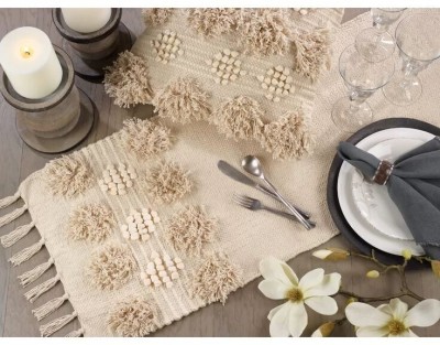 TARANTARAN Beige 180 cm Table Runner(Cotton)