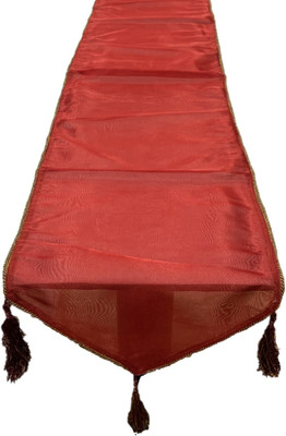 SILVER CRESCENT Maroon 180 cm Reversible Table Runner(Synthetic)